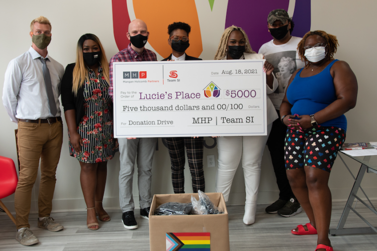 MHP/Team SI DE&I committee makes $5,000 donation to Lucie's Place to supports LGBTQIA+ youth.